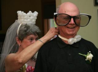 Couple wearing Janice's Balloon Creations